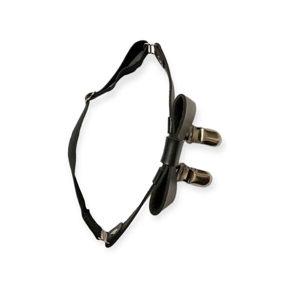 Black Bow Tie Adjustable Thigh High Harness Dual Clips Garter Belt - Picture 2 of 3